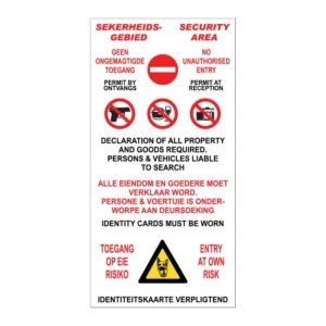 Security Area – Declaration Of Property sign AS1