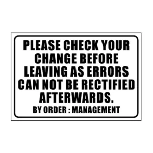 Check Your Change sign B12