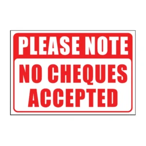 No Cheques Accepted sign B14