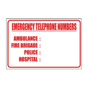 Emergency Telephone Numbers sign B19