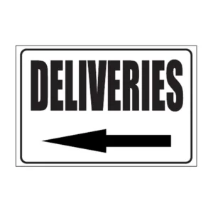 Deliveries (arrow) sign B2