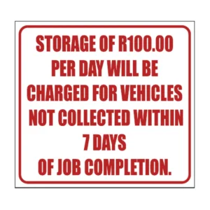 Storage Charges sign B20