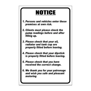 Notice – Garage Rules (English) sign B32