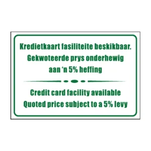 Credit Card Facility Available (bilingual) sign B9
