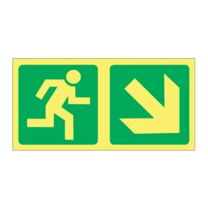 Fire Luminous Running Man + Arrow Diagonal Down sign FL22