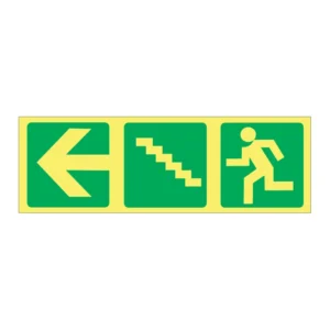 Fire Luminous Arrow Left + Stairs + Running Man (3-panel) sign FL25