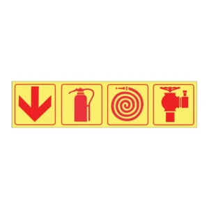 Arrow Down + Extinguisher + Hose + Valve (4-panel) sign FL53