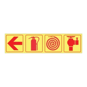 Arrow Left + Extinguisher + Hose + Valve (4-panel) sign FL54
