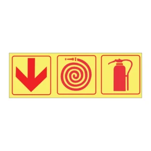 Arrow Down + Hose + Extinguisher (3-panel) sign FL56