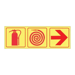 Extinguisher + Hose + Arrow Right (3-panel) sign FL58