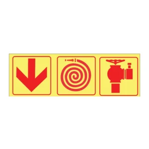 Arrow Down + Hose + Valve (3-panel) sign FL59
