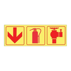 Arrow Down + Extinguisher + Valve (3-panel) sign FL62