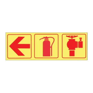 Arrow Left + Extinguisher + Valve (3-panel) sign FL63