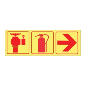 Valve + Extinguisher + Arrow Right (3-panel) sign FL64