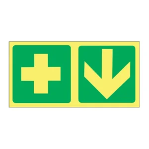 Fire Luminous First Aid + Arrow Down sign FL7