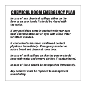 Chemical Room Emergency Plan sign FM13