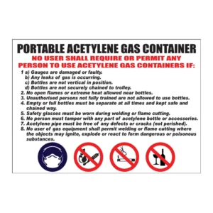 Portable Acetylene Gas Container sign FM4