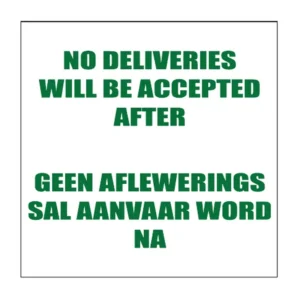 No Deliveries After sign IN13