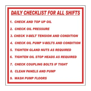 Daily Checklists For All Shifts sign MI19