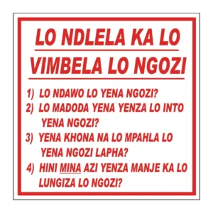 Lo Ndlela Ka Lo Vimbela Lo Ngozi sign MI23