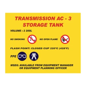 Transmission AC-3 Storage Tank sign MI28