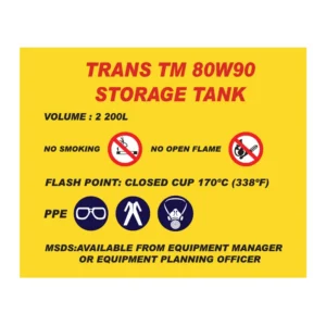 Trans TM 80W90 Storage Tank sign MI30