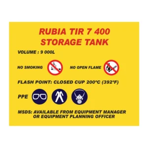 Rubia Tir 7 400 Storage Tank sign MI34