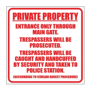 Private Property sign NE24