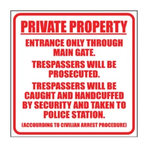 Private Property sign NE29