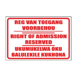 Admission Reserved sign NE40