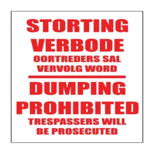 Dumping Prohibited sign NE49
