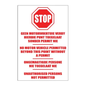 Stop No Vehicles sign NE56