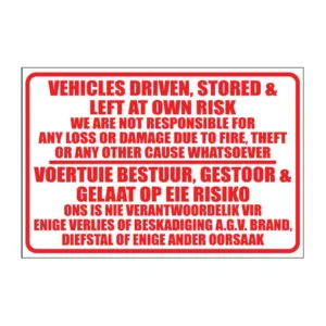 Left At Own Risk sign NR10