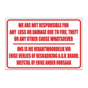 No Responsibility sign NR7