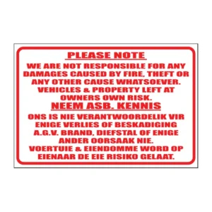 No Responsibility sign NR8
