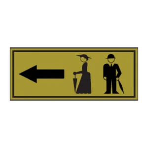 Toilets Left (gold) sign T4