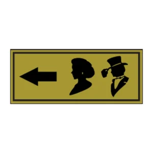 Toilets Left (gold, silhouettes) sign T6