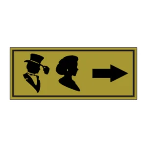 Toilets Right (gold, silhouettes) sign T7