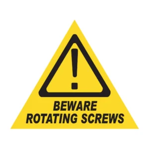 Beware Rotating Screws sign V39