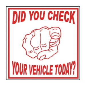 Check Your Vehicle sign V42
