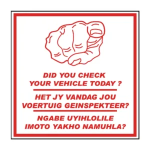 Check Your Vehicle sign V43