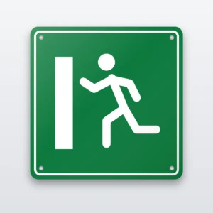Escape route left running man safety sign