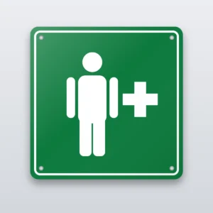 Manned first aid station sign