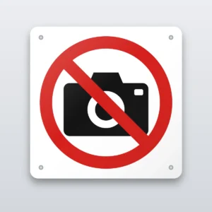 No cameras no photography prohibition sign