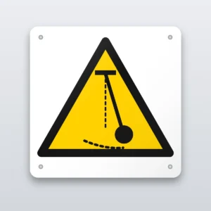 Swinging object warning sign
