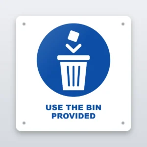 Use The Bin Provided hygiene sign